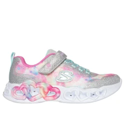 Skechers Girl's Heart Lights Infinite Heart Lights Color Lovin' Shoes with Glitter Overlays and 32 Size, Light Up Midsole for Girls