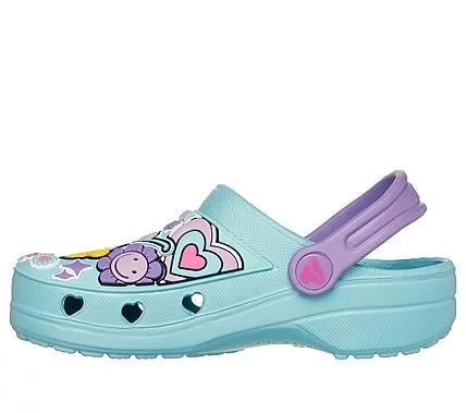 Skechers Girls' Heart Charmer 2.0 Clog Shoes Turquoise 33.5 with Fun Sticker Design Flexible Perforated EVA Upper Convertible Heel Strap for Comfort and Style - Skechers - Image 4