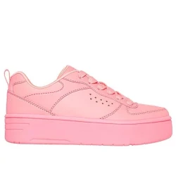 Skechers Girls' Court High Fashion Sneakers Pink Colorway Platform Outsole Perforated Synthetic Upper Classic Design Size 32 Girls' Streetwear Footwear Stylish Comfortable