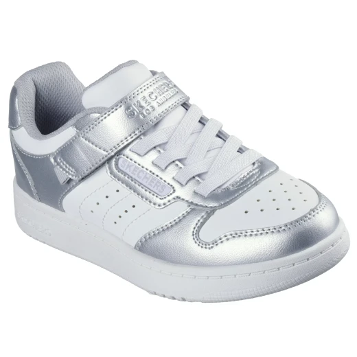Skechers Girls' Quick Street Style Stride Low Top Sneakers with Stretch Laces and Adjustable Instep Strap in Silver Size 29 for Comfortable Court Style Everyday Wear - Skechers - Image 3