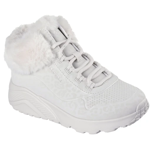 Skechers Girls' UNO LITE Boots Natural Color 35 with Leopard Pattern Faux Fur Trim and Elastic Laces Comfortable All Day Wear for Young Girls Stylish and Practical Footwear - Skechers - Image 3