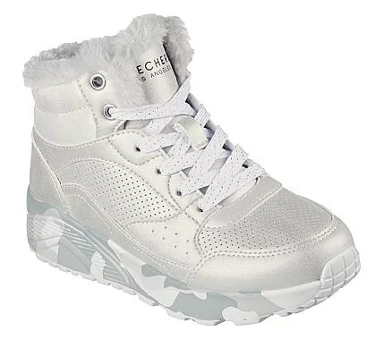 Skechers Girls' Uno Lite BOOTS Grey Slip On Fashion Sneakers Featuring Iridescent Trim, Air Cooled Memory Foam Insole, and Platform Wedge Midsole for Girls' Sizes, Number 27 - Skechers - Image 4