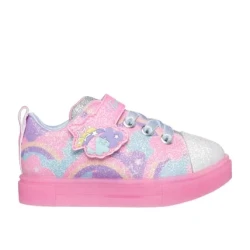Skechers Girls' Twinkle Sparks Ice 2.0 Light Up Sneakers White 22 with Glitter Rainbow Star and Cloud Print for Sparkling Fun