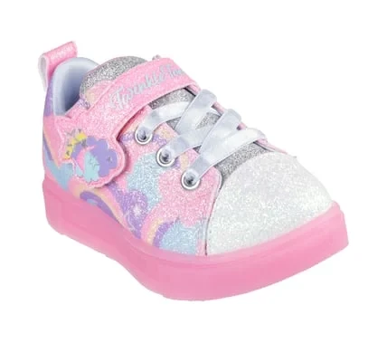 Skechers Girls' Twinkle Sparks Ice 2.0 Light Up Sneakers White 22 with Glitter Rainbow Star and Cloud Print for Sparkling Fun - Skechers - Image 4