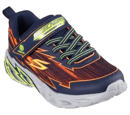 Skechers Boys' S-Lights Light Storm 2.0 Bolt-Brights Light-Up Sneakers, Navy, Featuring Cushioned Insole, Adaptive Closure, On/Off Button, and Durable Mesh Upper, Size 27 - Skechers - Image 8