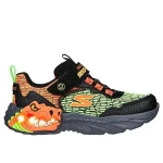 Skechers Boys' Skech-O-Saurus Dino-Lights Black Athletic Shoes 33 With T-Rex Heel Design Stretch Lace and Hook-and-Loop Closure for Easy On and Off Comfortable Light Up Sneakers - Skechers