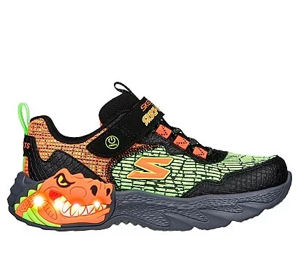 Skechers Boys' Dino Lights Sneakers Black Size 36 Feature a Light Up T Rex Design with Stretch Lace Front and Hook and Loop Instep Strap for Comfort and Fun 400615L BKOR Skechers Boys' Dino Lights Sneakers Black Size 36 Feature a Light Up T Rex Design with Stretch Lace Front and Hook and Loop Instep Strap for Comfort and Fun 400615L BKOR