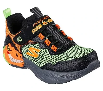 Skechers Boys' Skech-O-Saurus Dino-Lights Black Athletic Shoes 33 With T-Rex Heel Design Stretch Lace and Hook-and-Loop Closure for Easy On and Off Comfortable Light Up Sneakers - Skechers - Image 3