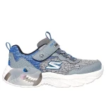 Skechers Boys' Creature Lights Athletic Shoes Charcoal Gray with Light Up Midsole Size 32, Adjustable Strap, Mesh Upper - Skechers