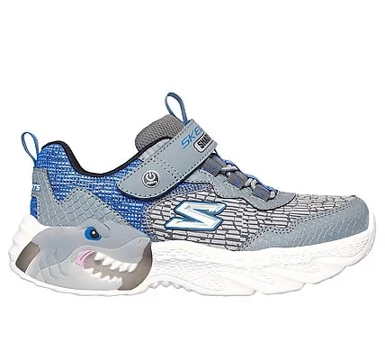 Skechers Boys' Creature Lights Athletic Shoes Charcoal Gray with Light Up Midsole Size 32, Adjustable Strap, Mesh Upper - Skechers - Image 2