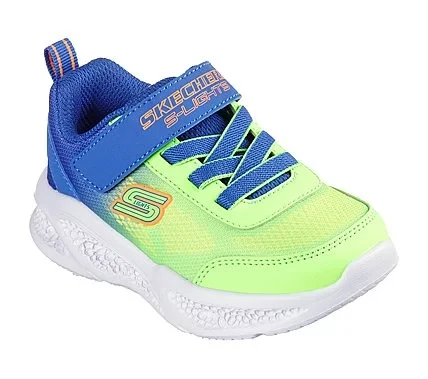 Skechers Boys' S Lights Meteor Lights Krendox Infant Shoes Lime Green Mesh Synthetic Upper Adaptive Closure Light Up Midsole Sporty Comfort Style Size 22 for Boys - Skechers - Image 3