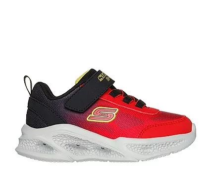 Skechers Boys' S Lights Meteor Lights Krendox Red Sneakers with Adaptive Closure and Light Up Midsole Size 22 for Sporty Style and Comfort