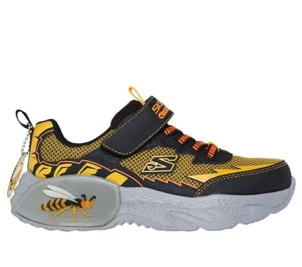 Skechers Boys' Creature Crawlers Yellow Mesh Sneakers with Adjustable Strap