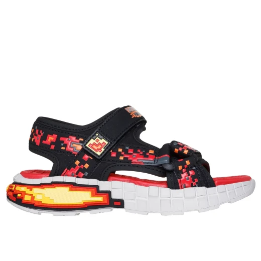 Skechers Boy's Mega-Splash 4K Sandals Black Red 30 Featuring Adaptive Closure and Tech-Piece Midsole Design for Sunny Weather Comfort and Block-to-Block Style, SKU 402161L BKRD Skechers Boy's Mega-Splash 4K Sandals Black Red 30 Featuring Adaptive Closure and Tech-Piece Midsole Design for Sunny Weather Comfort and Block-to-Block Style, SKU 402161L BKRD