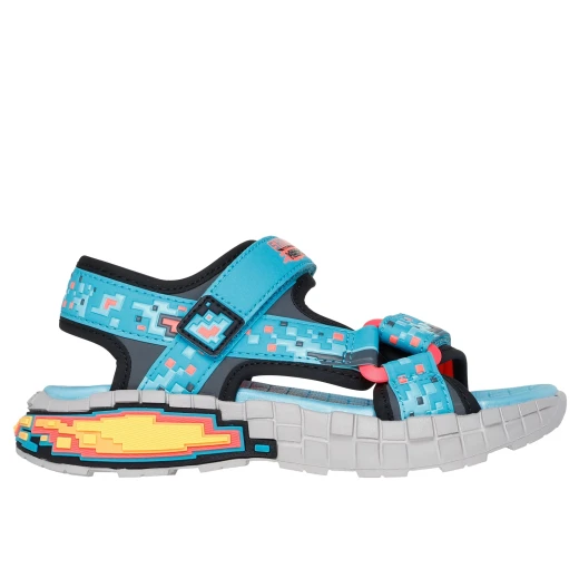 Skechers Boy's Mega-Splash 4K Sandals Blue Size 30 Featuring Adaptive Closure and Fun Tech Midsole for Sunny Weather Comfort, Synthetic Strap Upper, SKU 402161L-TQBK - Skechers - Image 12