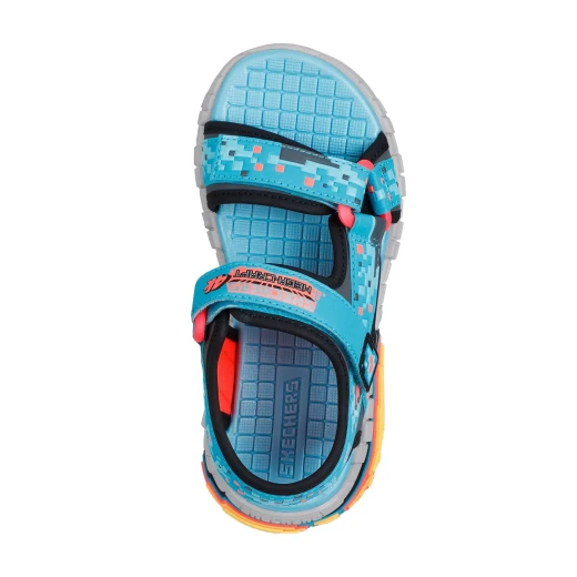 Skechers Boy's Mega-Splash 4K Sandals Blue Size 30 Featuring Adaptive Closure and Fun Tech Midsole for Sunny Weather Comfort, Synthetic Strap Upper, SKU 402161L-TQBK - Skechers - Image 15