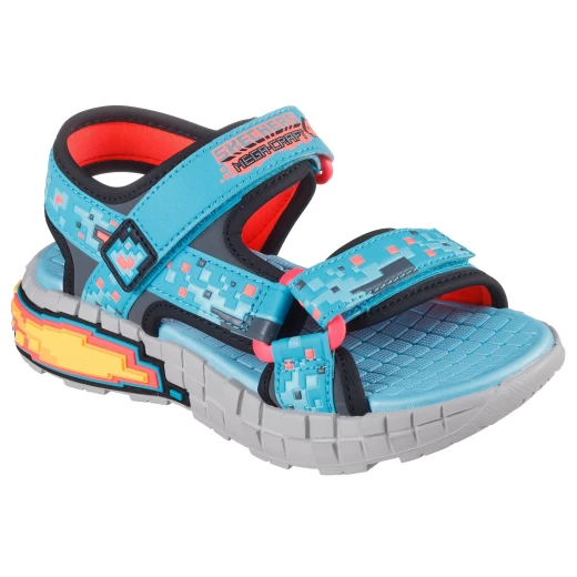 Skechers Boy's Mega-Splash 4K Sandals Blue Size 30 Featuring Adaptive Closure and Fun Tech Midsole for Sunny Weather Comfort, Synthetic Strap Upper, SKU 402161L-TQBK - Skechers - Image 8