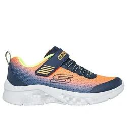 Skechers Boys' Microspec Zorva Sneakers Orange Size 31: Lightweight Sporty Shoes with Ombre Mesh, Stretch Laces, Adjustable Strap, and Cushioned Comfort Insole for Active Kids