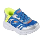 Skechers Boys' Meteor-Lights 22 Blue Slip-on Shoes with Hands Free Slip-ins Technology, Light-Up Midsole, Air-Cooled Memory Foam Insole, and Stretch Laces for Sporty Comfort - Skechers