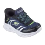 Skechers Boys' Meteor Lights Slip On Shoes Navy 24 with Air Cooled Memory Foam - Skechers