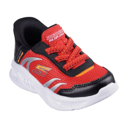Skechers Boys' Meteor-Lights 24 Red Slip On Shoes with Hands Free Slip ins Technology, Light Up Midsole, Air Cooled Memory Foam Insole, and Mesh Upper for Sporty Comfort - Skechers - Image 2