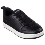 Skechers Smooth Street Genzo Boys' Sneakers Black Court Style 33 with Stretch Laces and Adjustable Instep Strap Cushioned Insole Machine Washable - Skechers