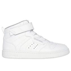 Skechers Boys' Quick Street Rapid Avenue High Top Sneakers White 30 Featuring Duraleather Upper Perforated Details Stretch Laces Adjustable Instep Strap Cushioned Comfort Insole
