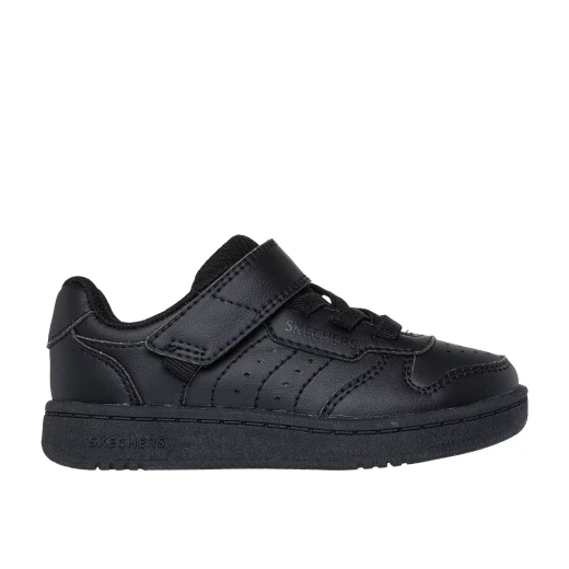 Skechers Boys' Quick Street Infant Sneakers Black 26 Features Duraleather Upper Stretch Laces Adaptive Closure Cushioned Comfort Insole Machine Washable Court Style Shoes - Skechers - Image 2