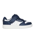 Skechers Street Quick Street Infant Boys' Sneakers Navy 22 with Duraleather Upper, Machine Washable, Stretch Laces, Adaptive Closure, and Cushioned Comfort Insole - Skechers