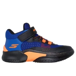 حذاء سكيتشرز SKX Court Hype للأولاد أزرق اللون مقاس 31 حذاء رياضي بجزء علوي شبكي خفيف الوزن، نعل داخلي مبطن، إغلاق تكيفي لملاءمة مريحة، دعم متين، أحذية رياضية للأولاد.