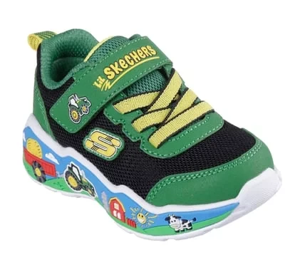 Skechers x John Deere Play Scene Barn Squad Buddies Infant Boys' Shoes with Mesh Upper and Adaptive Closure Featuring Playful Farm Themed Graphics, Available in Size 22 Green - Skechers - Image 3