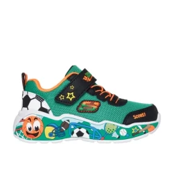 Skechers Play Scene Boys Infants' Athletic Shoes, Featuring Mesh Upper, Stretch Laces, Adjustable Instep Strap, and Themed Graphics, Green Color, Size 22 for Active Play
