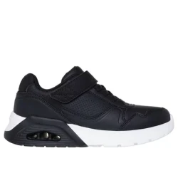 Skechers Boys' Uno Lite 2.0 Fashion Sneakers Black with Duraleather Upper Size 27 Comfort Air Cooled Memory Foam Insole
