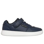 Skechers Boys' Quick Street Lite Sneakers Navy Blue with Adaptive Closure and Perforation Detail Comfortable Court Style Shoes Size 33 for Boys - Skechers