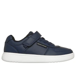 Skechers Boys' Quick Street Lite Navy Court Shoes with Adaptive Closure and Perforation Detail Size 34