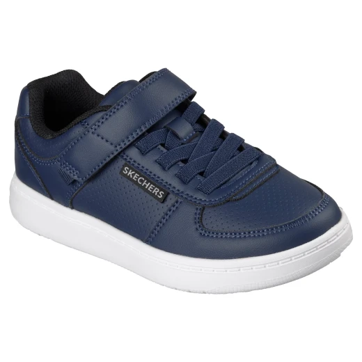 Skechers Boys' Quick Street Lite Court Shoes in Navy Blue Size 32, Featuring Adaptive Closure, Durable Leather Upper, Perforation Detail, Stretch Laces, and Cushioned Insole - Skechers - Image 3