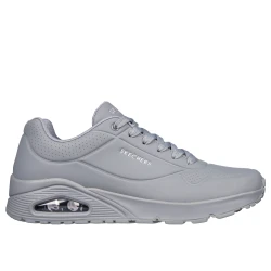 Skechers Street Men's Uno Stand on Air Lace Up Fashion Sneaker Light Grey 52458-LTGY. Features Air-Cooled Memory Foam Insole & Skech-Air Visible Airbag Midsole. Size 45.