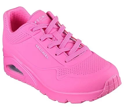 Skechers Women's Uno Stand on Air Sneakers Pink 38 Featuring Air Cooled Memory Foam Insole and Smooth Leather Textured Synthetic Upper. Classic Lace Up Fashion Sneaker for Women. - Skechers - Image 3