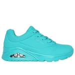 Skechers Women's Uno Stand on Air Turquoise Sneakers Size 39.5 Featuring Air Cooled Memory Foam Insole and Classic Fashion Design with Smooth Synthetic Leather Upper - Skechers