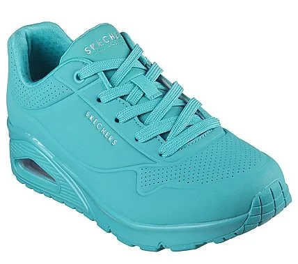 Skechers Women's Uno Stand on Air Turquoise Sneakers Size 38 with Air Cooled Memory Foam Insole for Ultimate Comfort and Stylish Lace Up Design - Skechers - Image 3