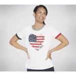 تي شيرت BOBS من Skechers للنساء علم قلب رينجر تصميم قلب وطني وشعار BOBS للكلاب مقاس XL أبيض مريح قطن بولي مزيج مثالي لمحبي الحيوانات - سكيتشرز