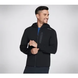 هودي سكيتشرز رجالي سكيتش كلاود حراري بسحاب كامل أسود صغير بتصميم سكيتش كلاود قماش بدون حبال 3 لوحات غطاء للرأس جيوب يد داخلية وجيب عمودي بسحاب للصدر
