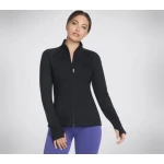 Skechers GO WALK Wear Women's Jacket Black Small Athletic Comfort GO FLEX Fabric Moisture Wicking Thumbhole Detail Zip Pockets Athletic Fit Suitable for Walking 1 Jacket - Skechers
