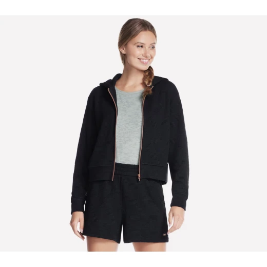 Skechers Go Walk Everywhere Diamond FZ Jacket Black Small Women's Activewear Skechers Go Walk Everywhere Diamond FZ Jacket Black Small Women's Activewear