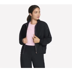 Skechers Women's Journey Front Zip Jacket Black Large Casual Wear Everyday Fashion 100% Cotton Blend Comfortable for Daily Outings and Activities