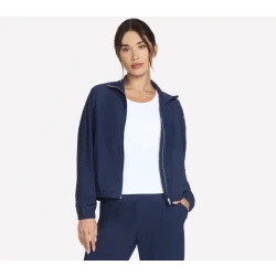 Skechers Women's Journey Front Zip Jacket Navy Blue Large Perfect for Everyday Wear Stylish 100% Cotton Blend