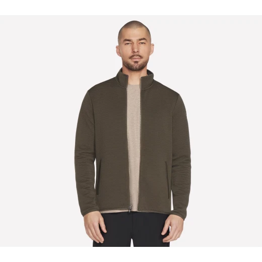 Skechers Hoodless Ottoman Jacket Soft Knit Olive M Recycled Polyester - Skechers - Image 5