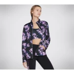 Skechers Women's SkechCloud Winter Bloom Jacket Black Small Size with Soft Knit Fabric, Mock Neck, Zip Front, Long Sleeves and Kangaroo Pocket - Skechers