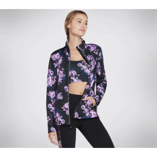 Skechers Women's SkechCloud Winter Bloom Jacket Black Small Size with Soft Knit Fabric, Mock Neck, Zip Front, Long Sleeves and Kangaroo Pocket - Skechers - Image 2