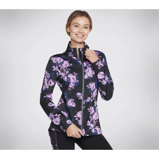 Skechers Women's SkechCloud Winter Bloom Jacket Black Small Size with Soft Knit Fabric, Mock Neck, Zip Front, Long Sleeves and Kangaroo Pocket - Skechers - Image 4
